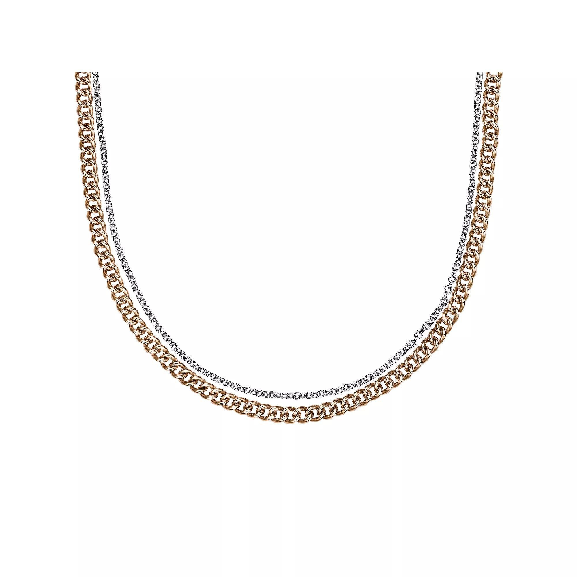 LYNX Stainless Steel Multistrand Layered Chain Necklace, Women's, Size: 22", Gold Tone Product Image