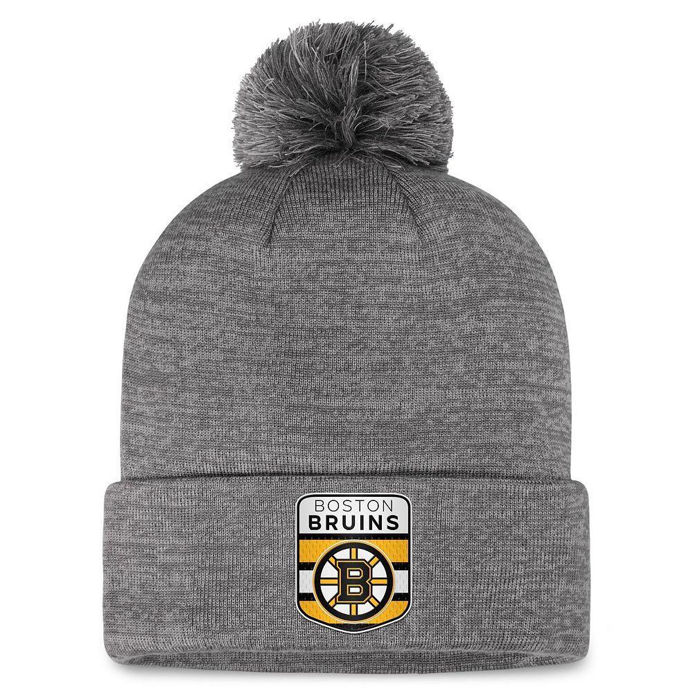Men's Fanatics Branded  Gray Nashville Predators Authentic Pro Home Ice Cuffed Knit Hat with Pom, Pdt Grey Product Image