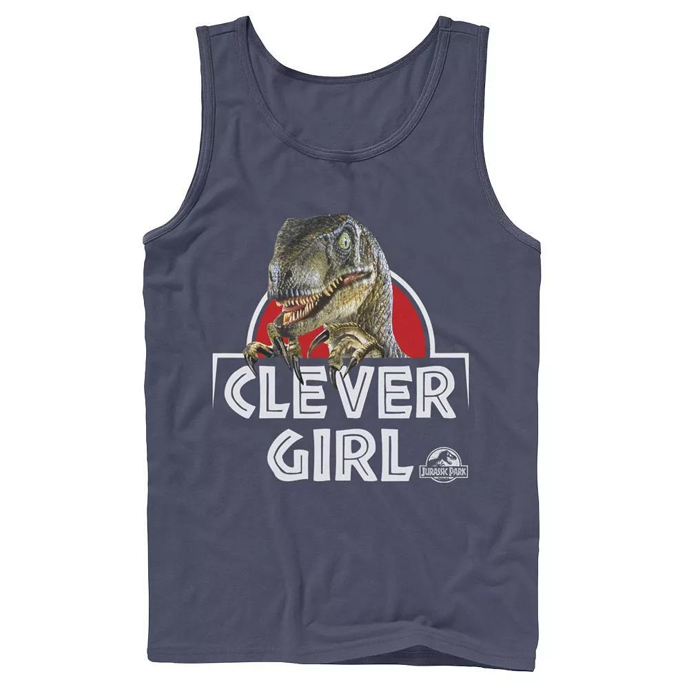Men's Jurassic Park Velociraptor Real Clever Tank Top, Size: Small, Blue Product Image