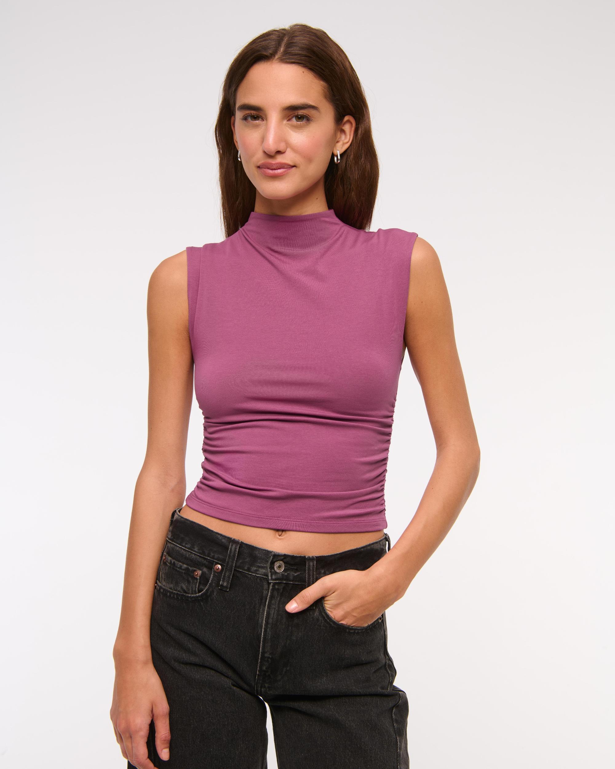 Long-Sleeve Grown-On Mockneck Top Product Image