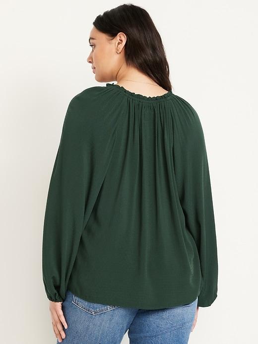 Ruffled Split-Neck Top Product Image