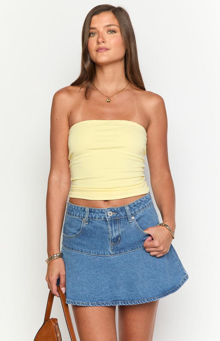 Quinley Mid Wash Denim Mini Skirt Girls Product Image