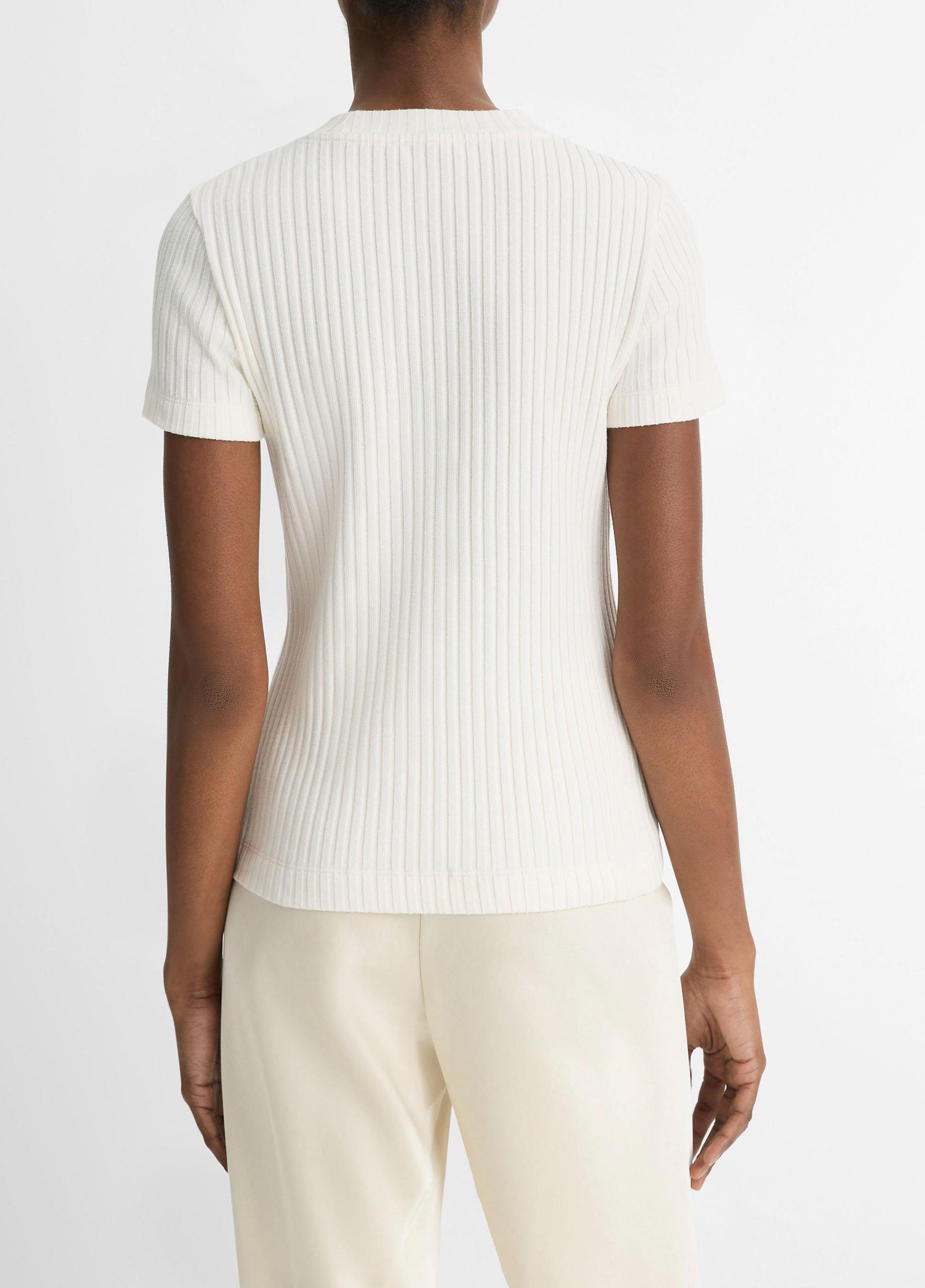Womens Ribbed Cotton-Blend Top, Off White, Size L Vince Product Image
