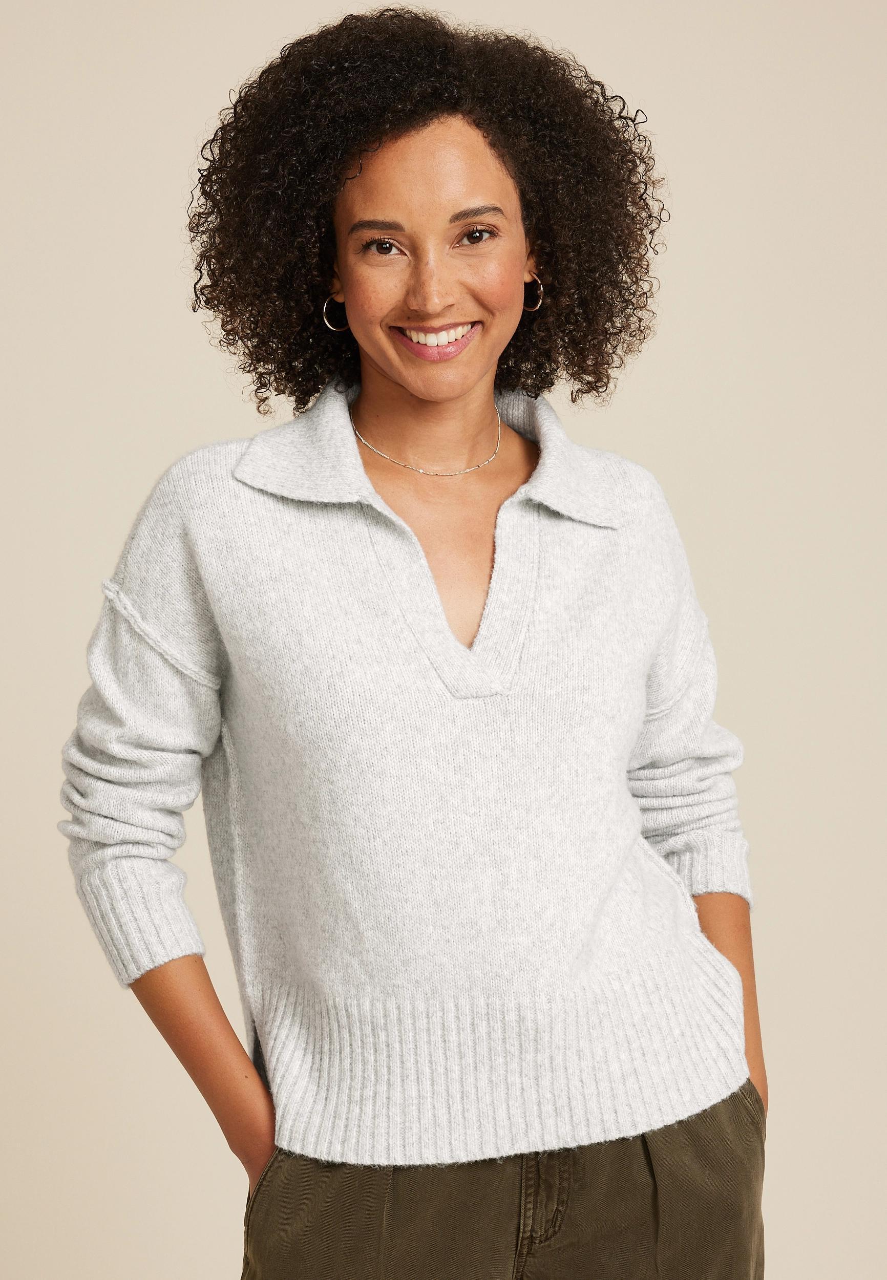Maurices Womens Cozier Than Cashmere Collared Sweater Gray Size XX Large Product Image