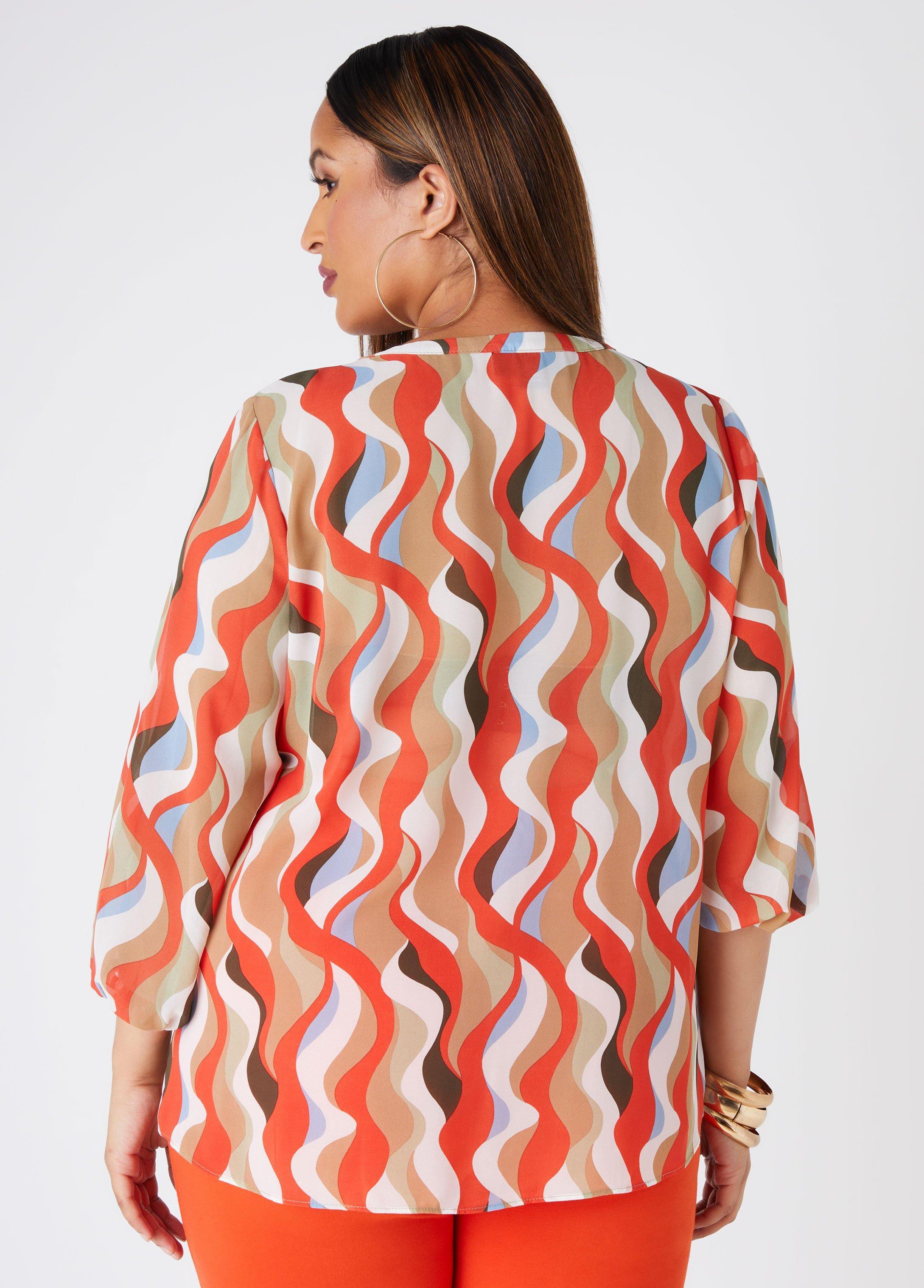 Ruffled Swirl Print Crepe Shirt Product Image