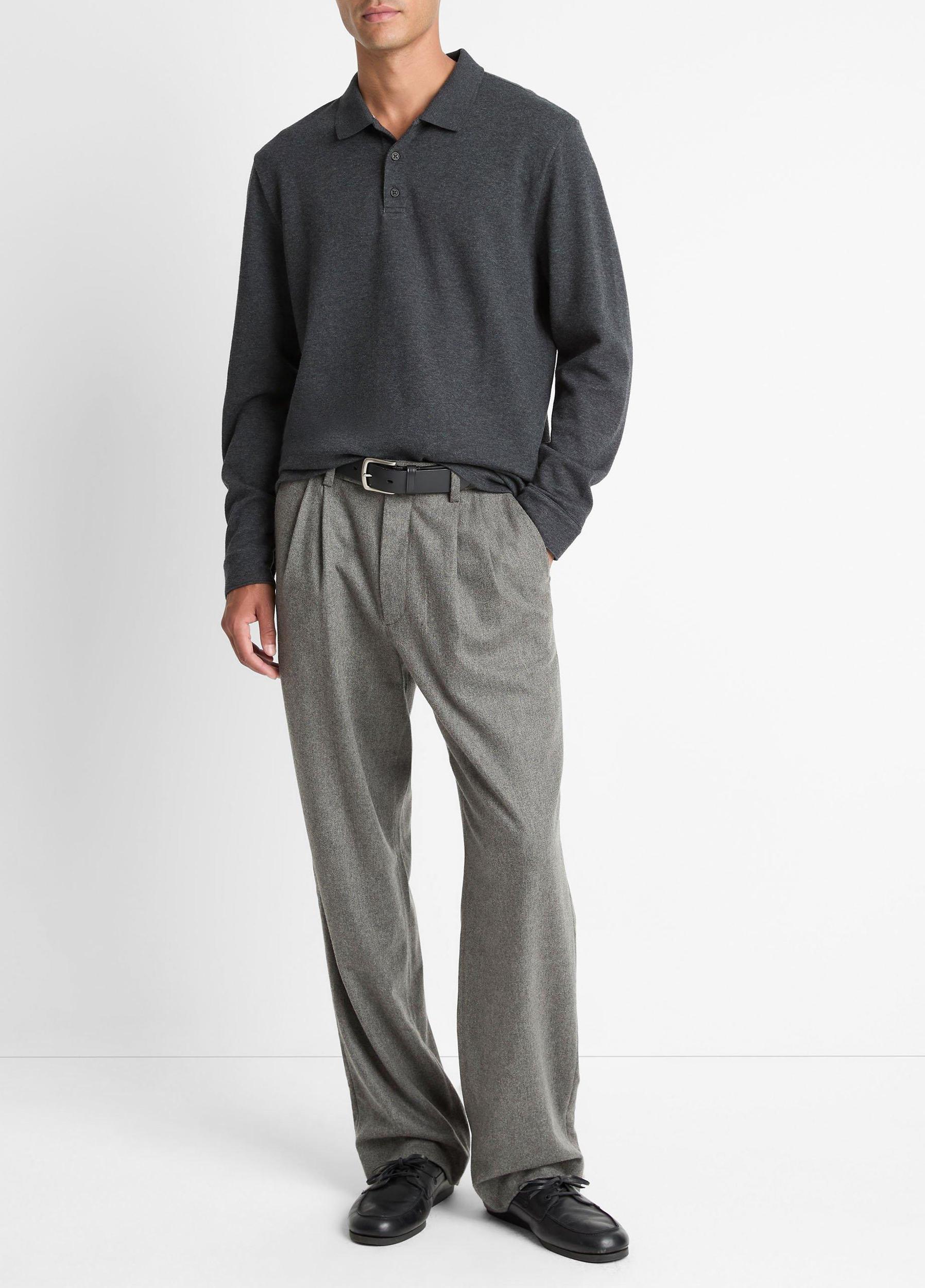 Heathered Double-Face Cotton-Blend Polo Shirt Product Image