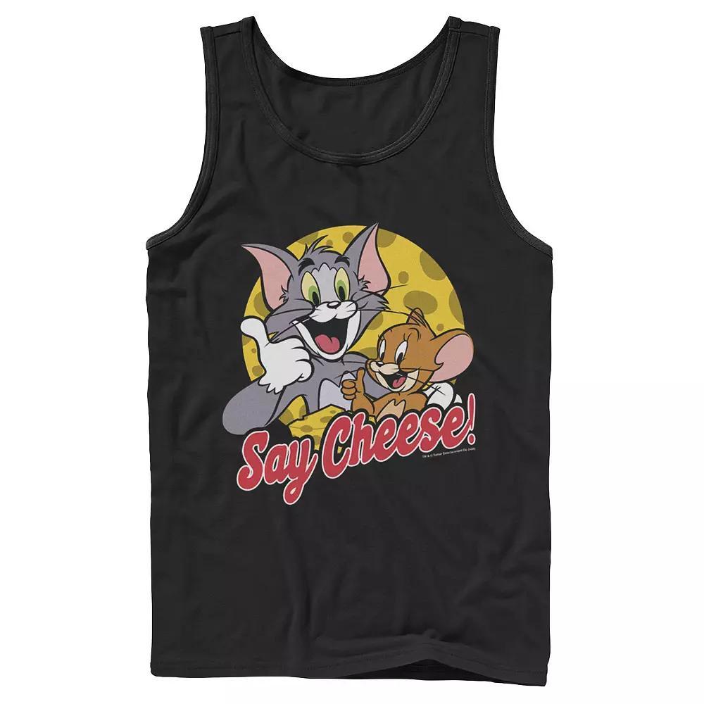 Men's Tom And Jerry Say Cheese Portrait Tank Top, Size: Large, Black Product Image
