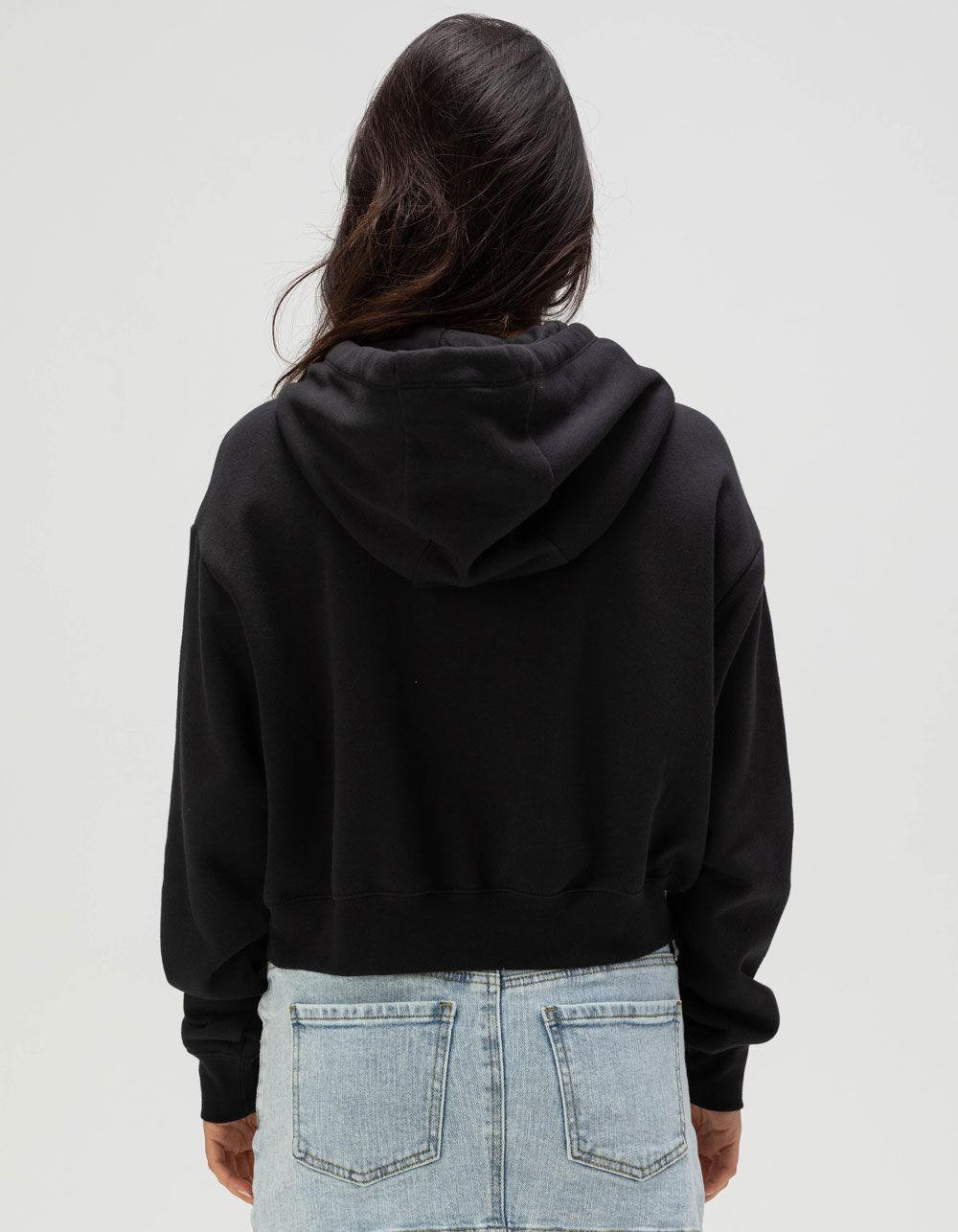 NIKE Club Fleece Womens Crop Hoodie - BLK/WHT Product Image