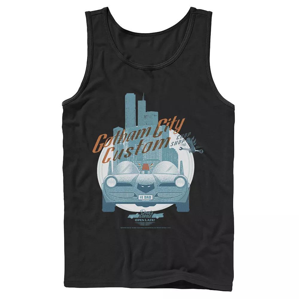 Men's DC Comics Gotham City Customs Shop Poster Tank Top, Size: Large, Athletic Grey Product Image