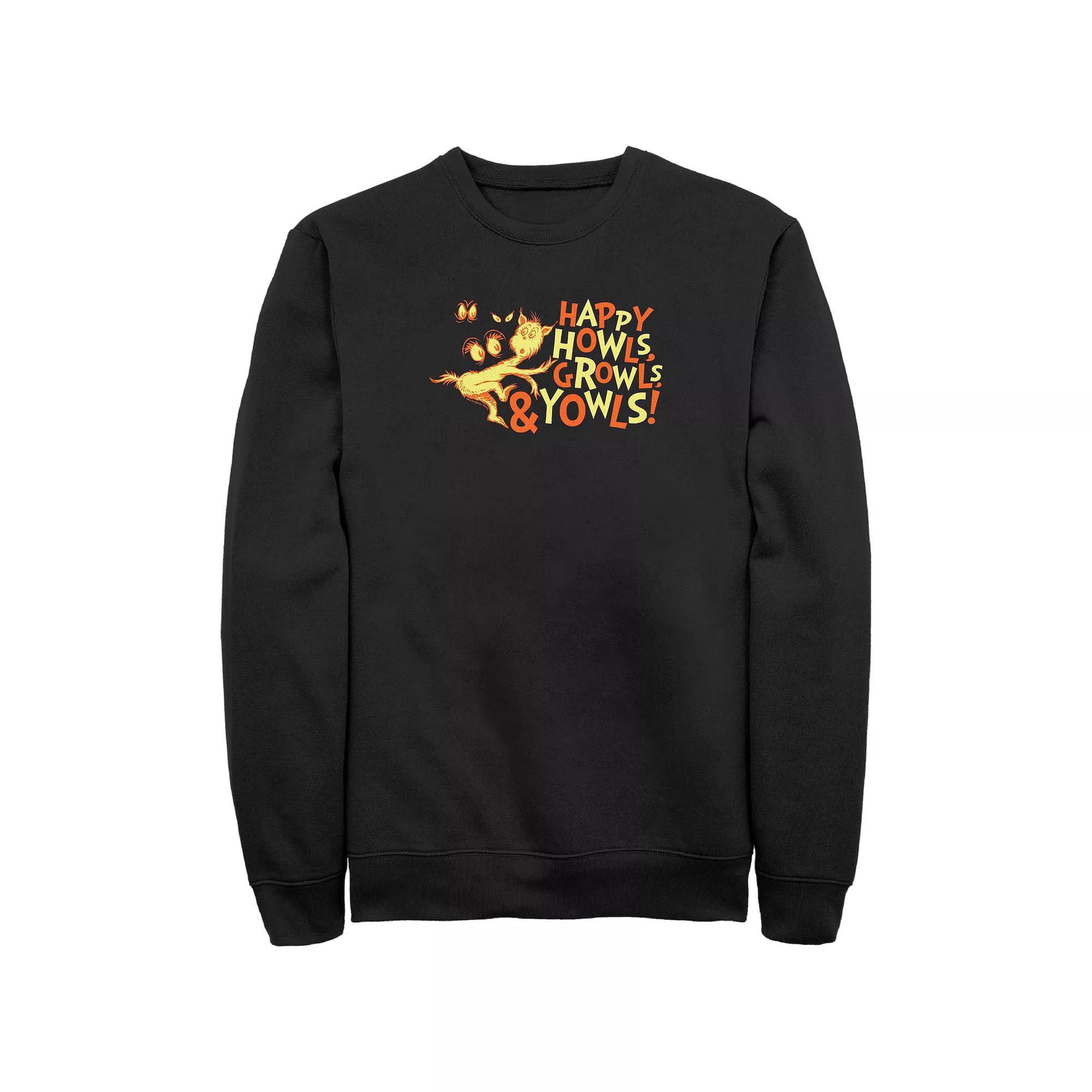 Men's Dr. Seuss Happy Howls Growls And Youwls Graphic Fleece, Size: 3XL Tall, Black Product Image