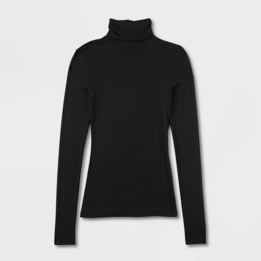 Women's Long Sleeve Featherweight Turtleneck - Universal Thread™ Black M Product Image