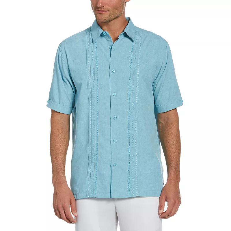 Men's Cubavera Classic-Fit Embroidered Paneled Chambray Button-Down Shirt, Size: Large, Light Blue Product Image