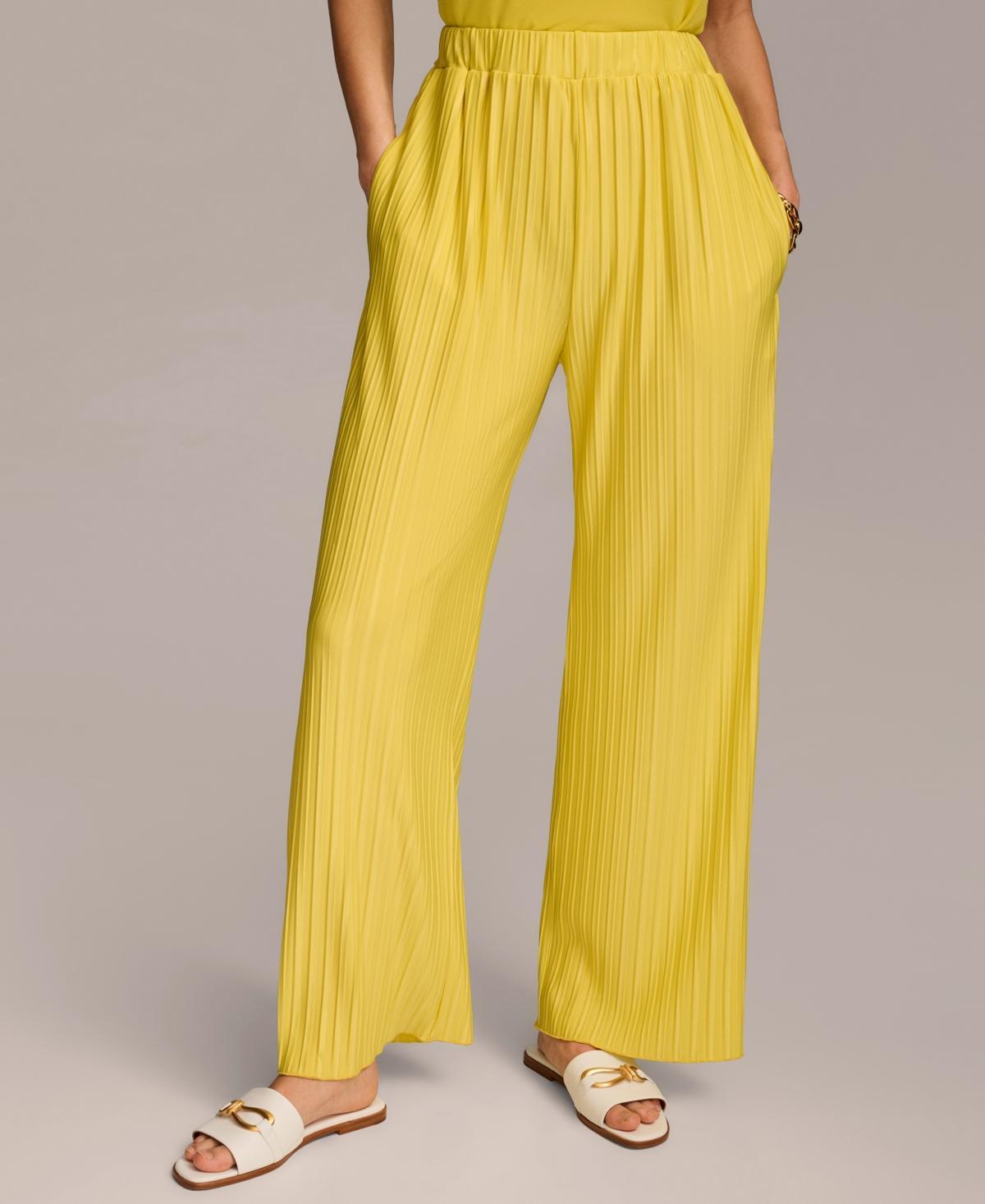 Donna Karan Womens Pull-On Pleated Wide Leg Pants Product Image