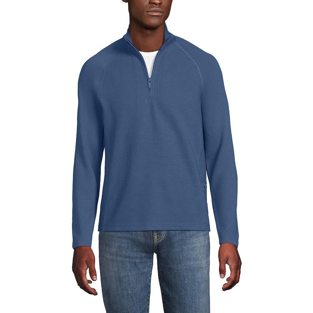 Men's Lands' End Long Sleeve Hybrid Textured Quater Zip Pullover, Size: XL, Lily  Green Product Image