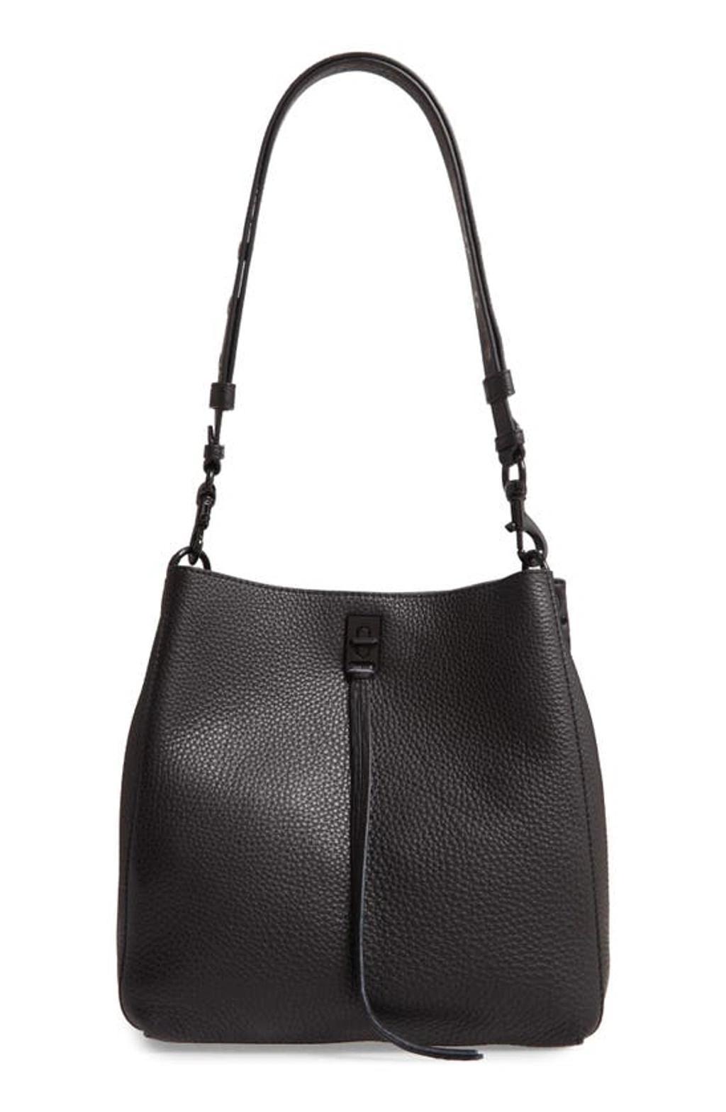 REBECCA MINKOFF Darren Pebbled Leather Studded Shoulder Bag Product Image