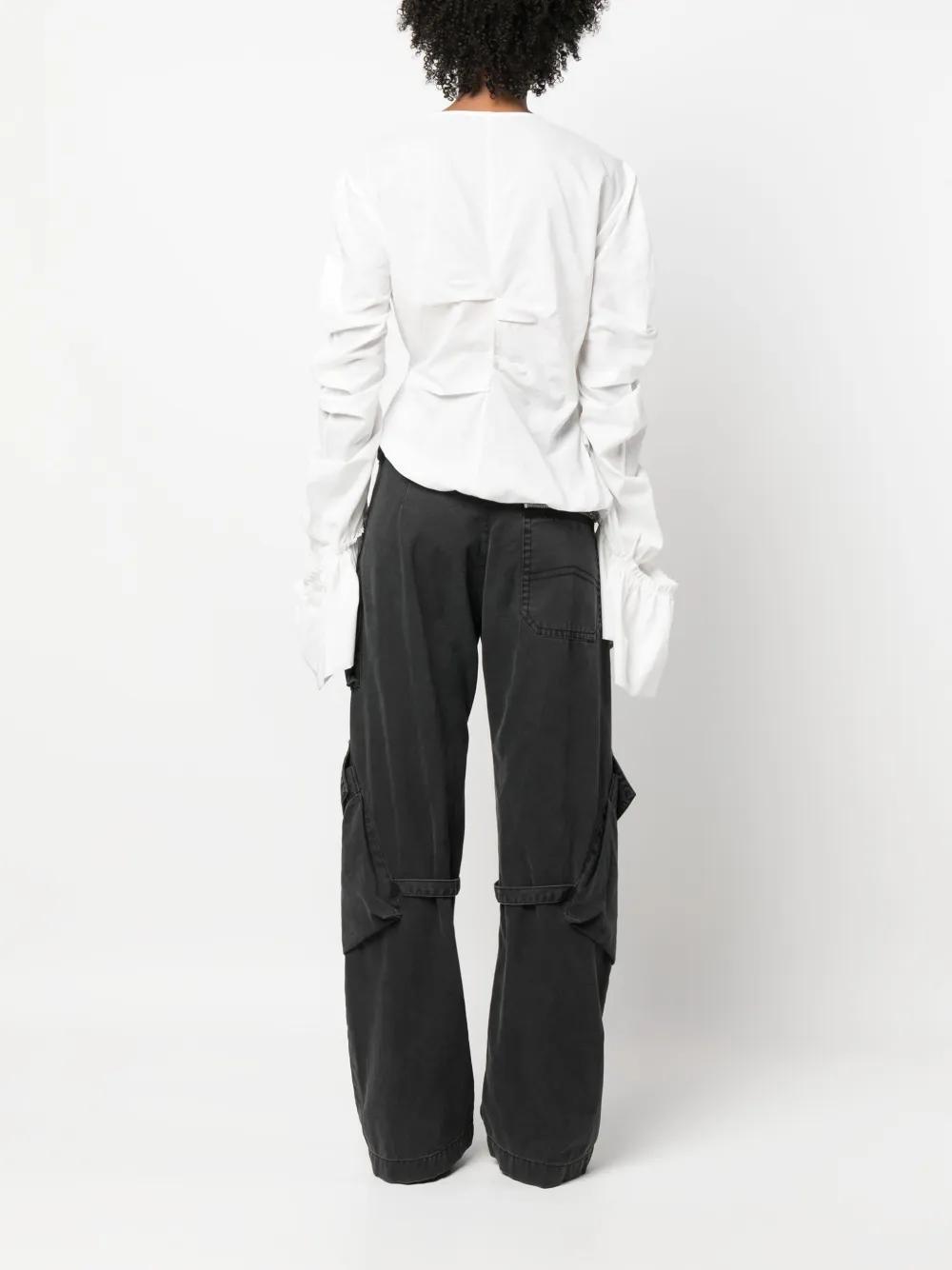 draped asymmetric cotton blouse Product Image