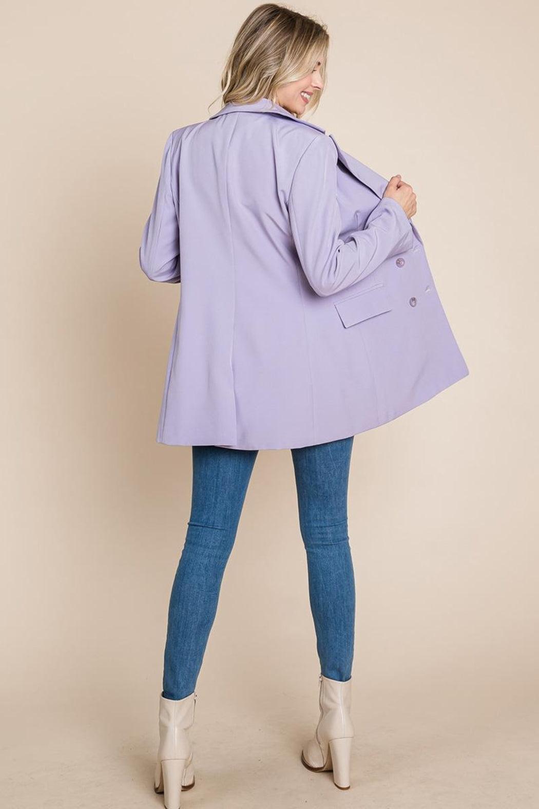 Collar Long Double Breasted Blazer Jacket Female Product Image