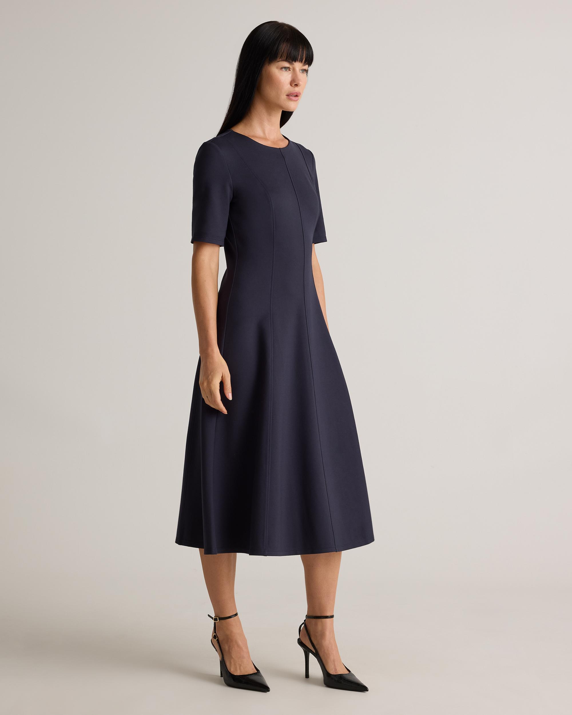 Quince | Women's Ultra-Stretch Ponte Short Sleeve Midi Dress Rayon Product Image