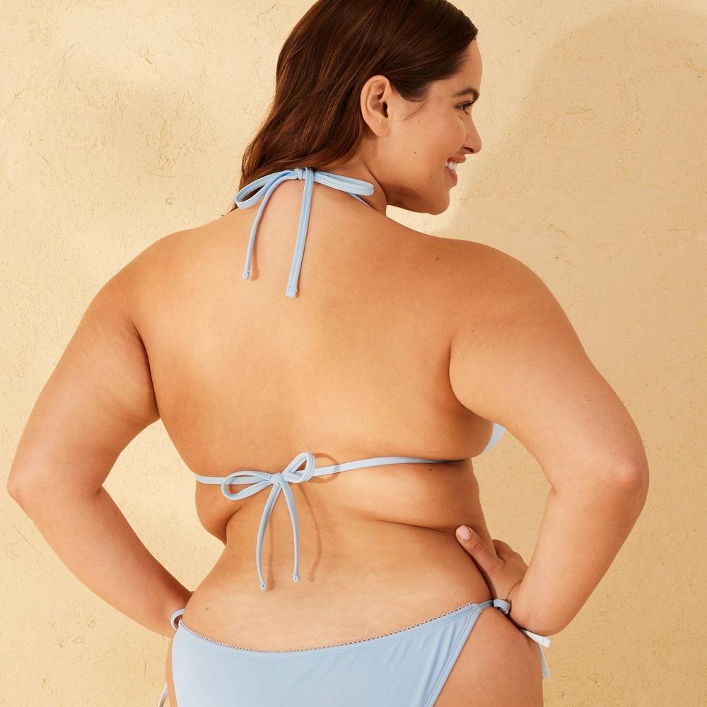 Womens Picot Bow Trim Triangle Bikini Top - Wild Fable Blue XS: Recycled Polyester, Spandex, Adjustable Straps, Removable Cups Product Image