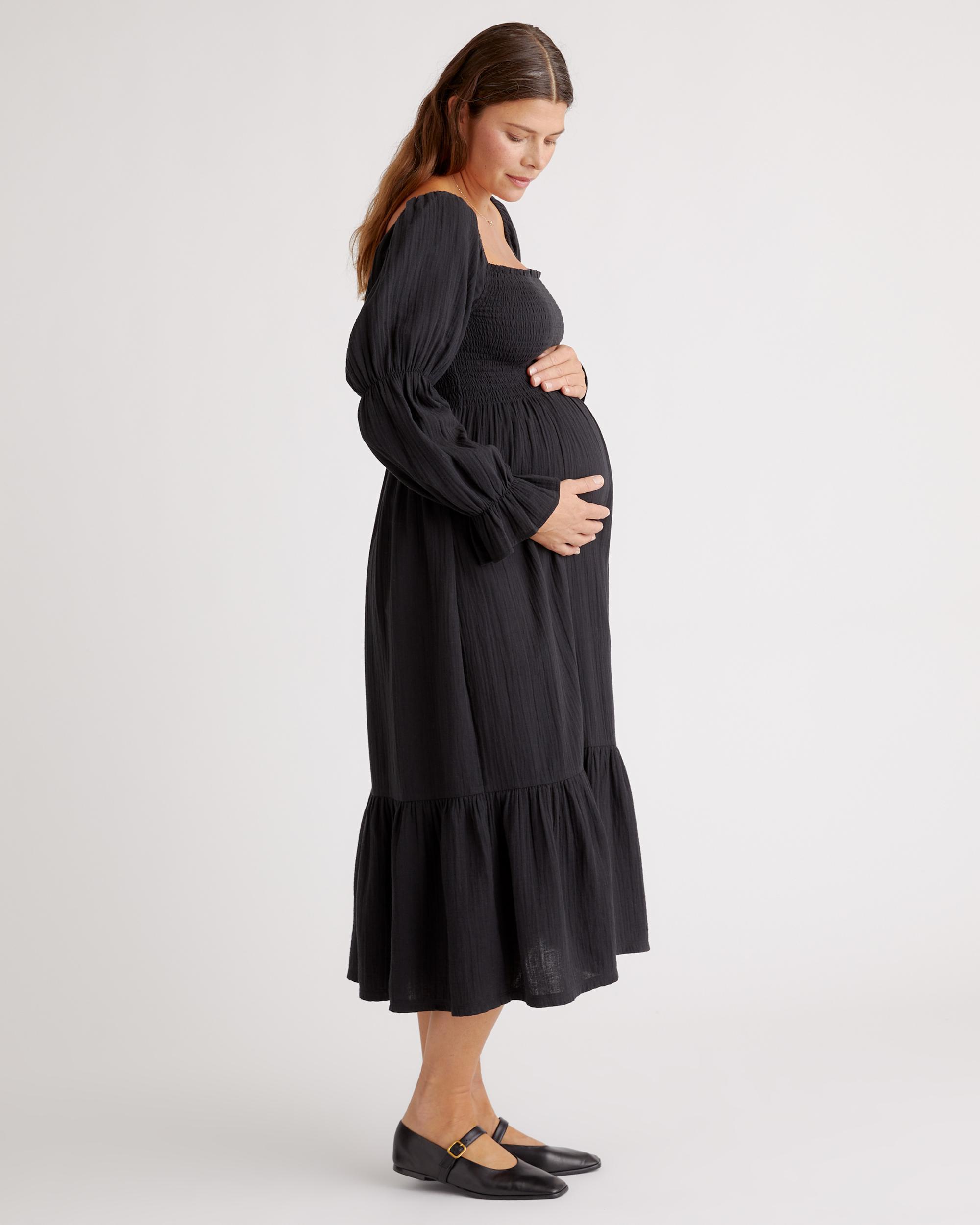 Quince | Women's Gauze Maternity Smocked Midi Dress Size XS, Organic Cotton Product Image