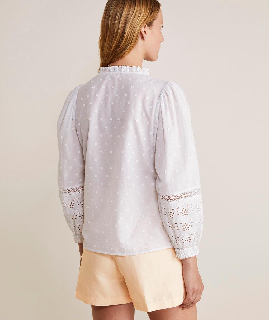Eyelet Long-Sleeve Top Product Image