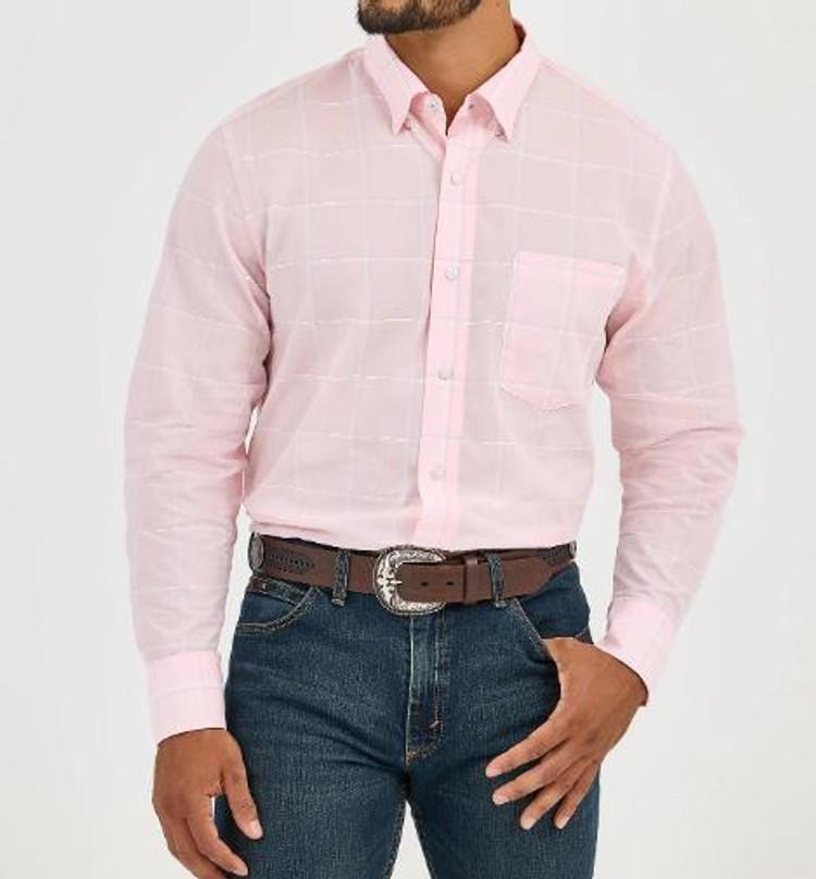 SALE Wrangler® Men's L/S CoJo Check Pink Button Shirt Product Image