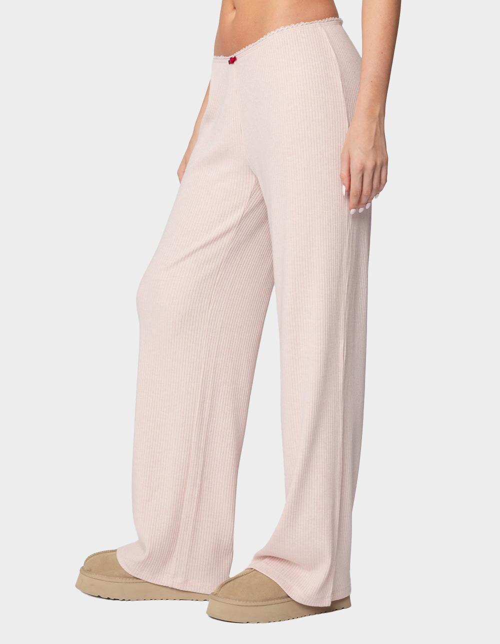 EDIKTED Roselle Ribbed Pants - LIGHT PINK Product Image