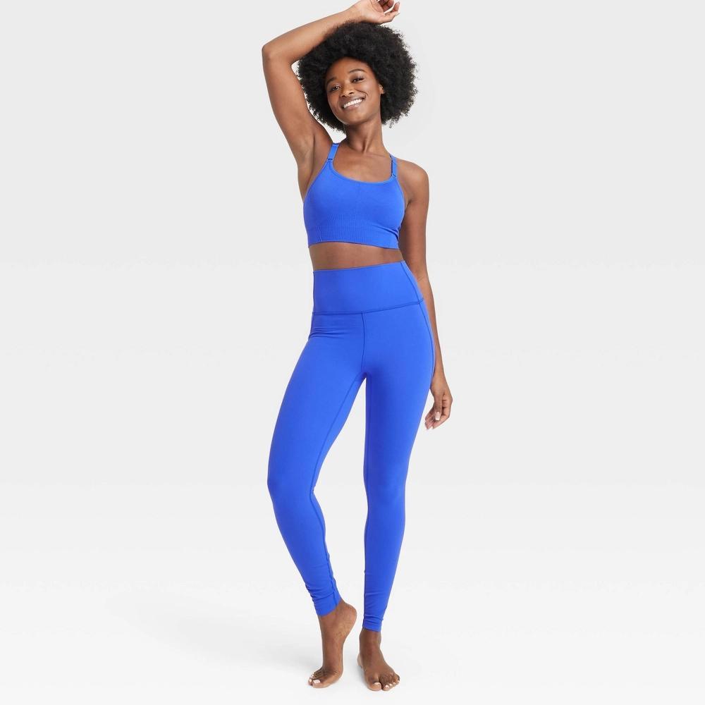 Womens Seamless Medium Support Cami Sports Bra - All In Motion Black S: Racerback, Removable Padding Product Image