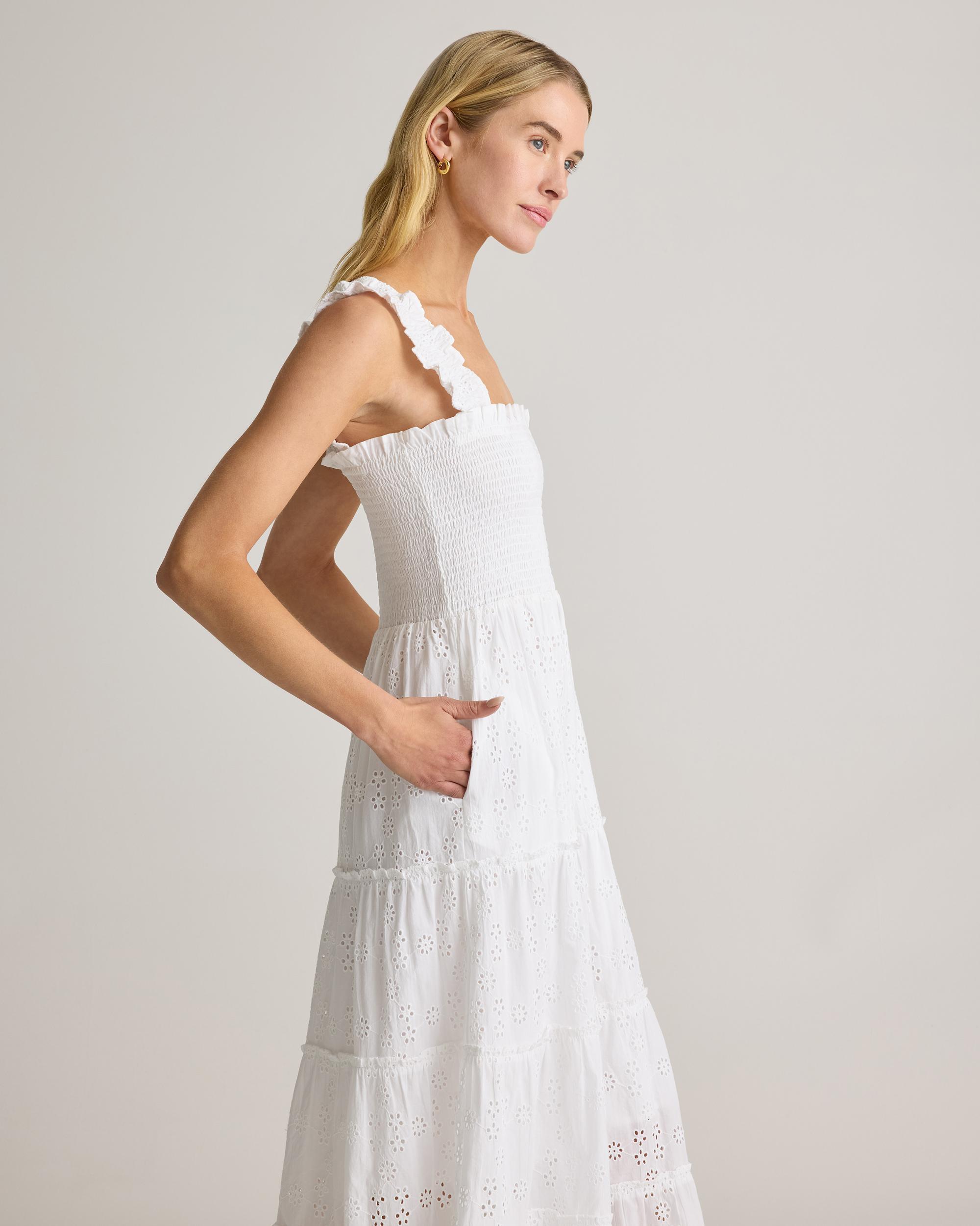 Quince | Women's Smocked Midi Dress Size XL, Organic Cotton Product Image