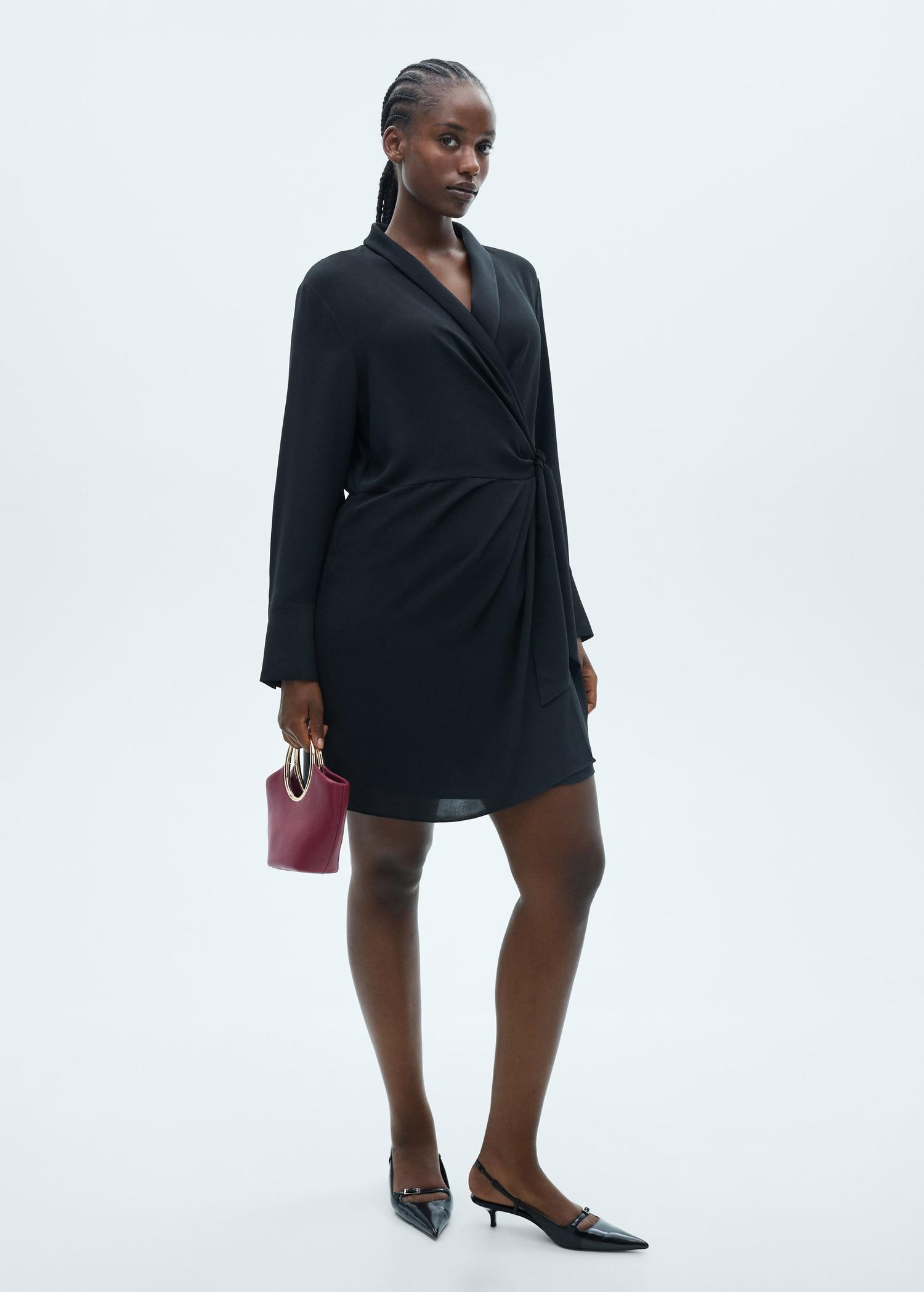 Bow wrap dress - Women | MANGO USA Product Image