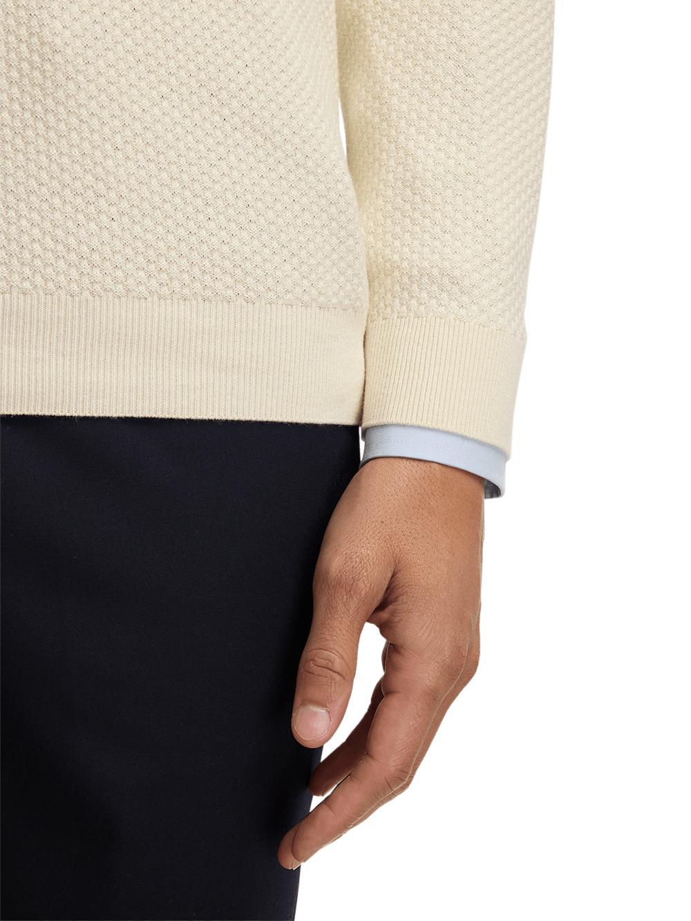 Silk Cotton Cashmere Quarter Zip Mock Neck Sweater - Ivory Product Image