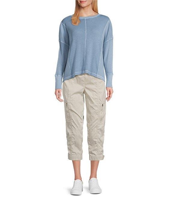 Westbound Petite Size Waffle Long Sleeve Pullover Top Product Image