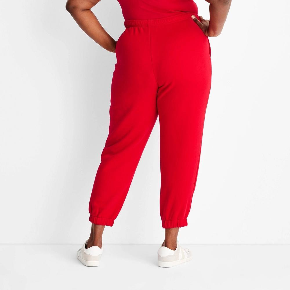Womens Leisure Studio Mid-Rise Essential Joggers - Universal Thread Red 3X: Cotton Fleece, Elastic Waist, Ankle Length Product Image