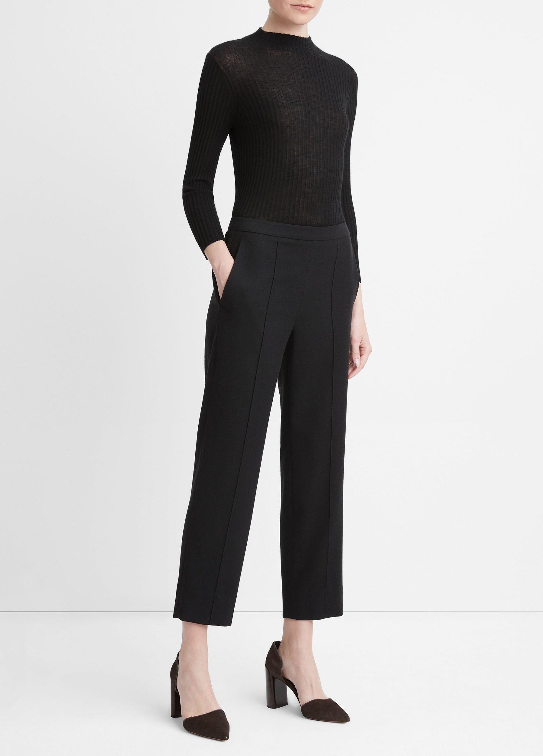 Womens Italian Flannel Mid-Rise Easy Pull-On Pant, Black, Size L Vince Product Image