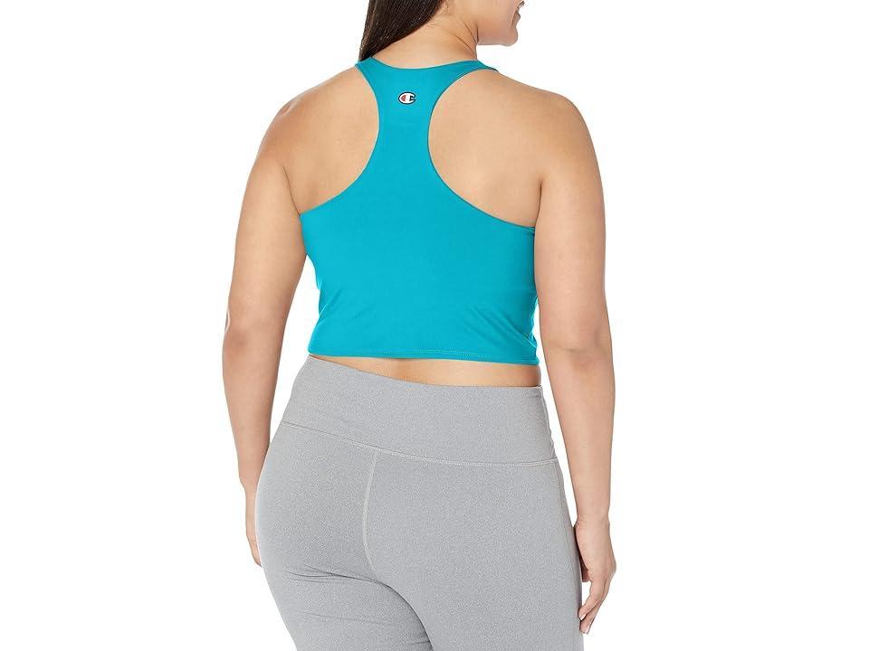 Champion Soft Touch Crop Top - Ribbed (Rockin Teal) Women's Clothing Product Image