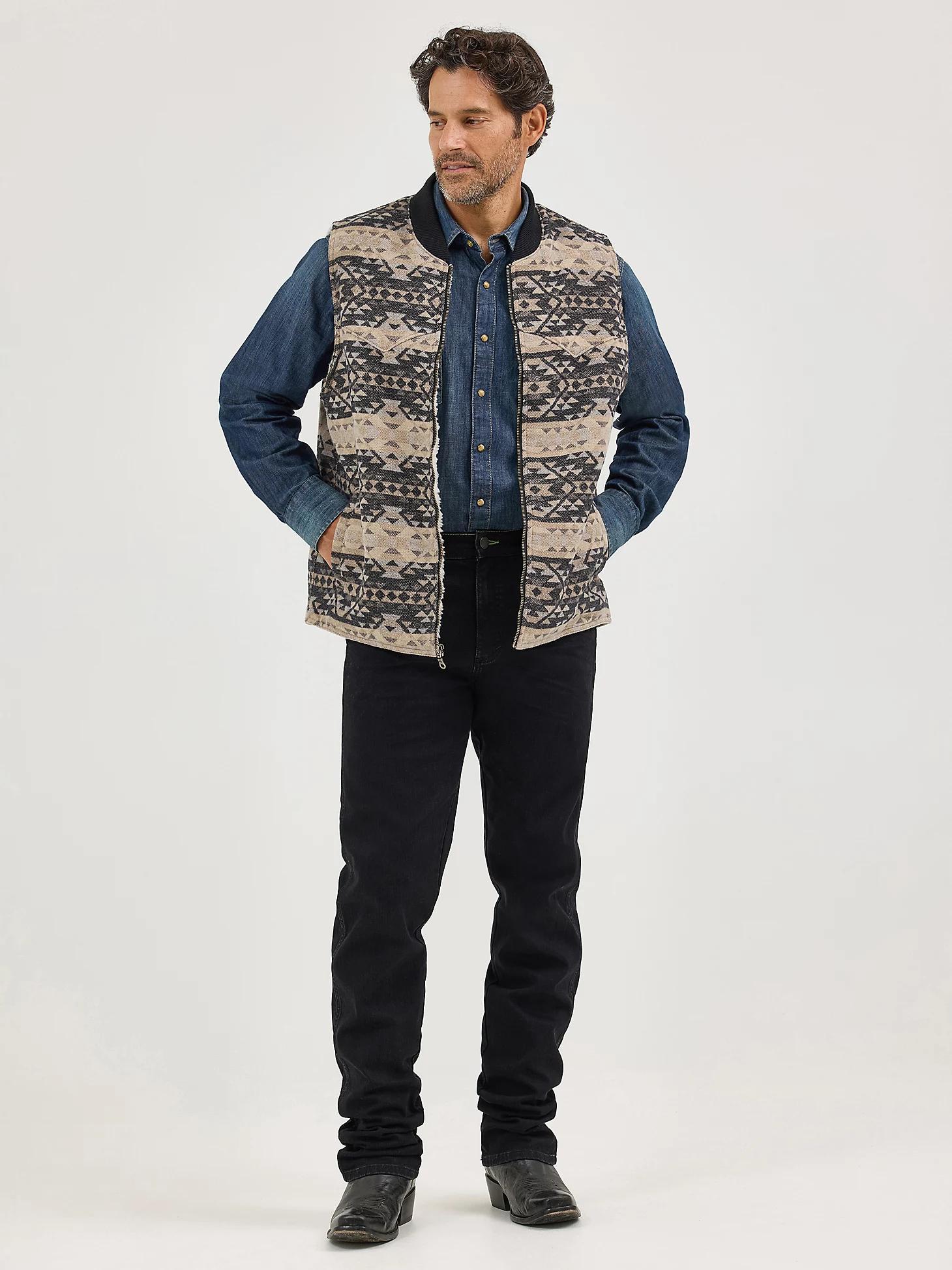 Men's Sherpa Lined Jacquard Vest | Men's JACKETS & OUTERWEAR | Wrangler® Product Image
