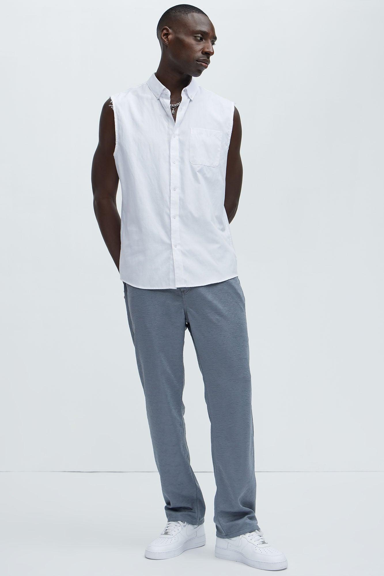 Blaze Textured Straight Pants - Grey Product Image
