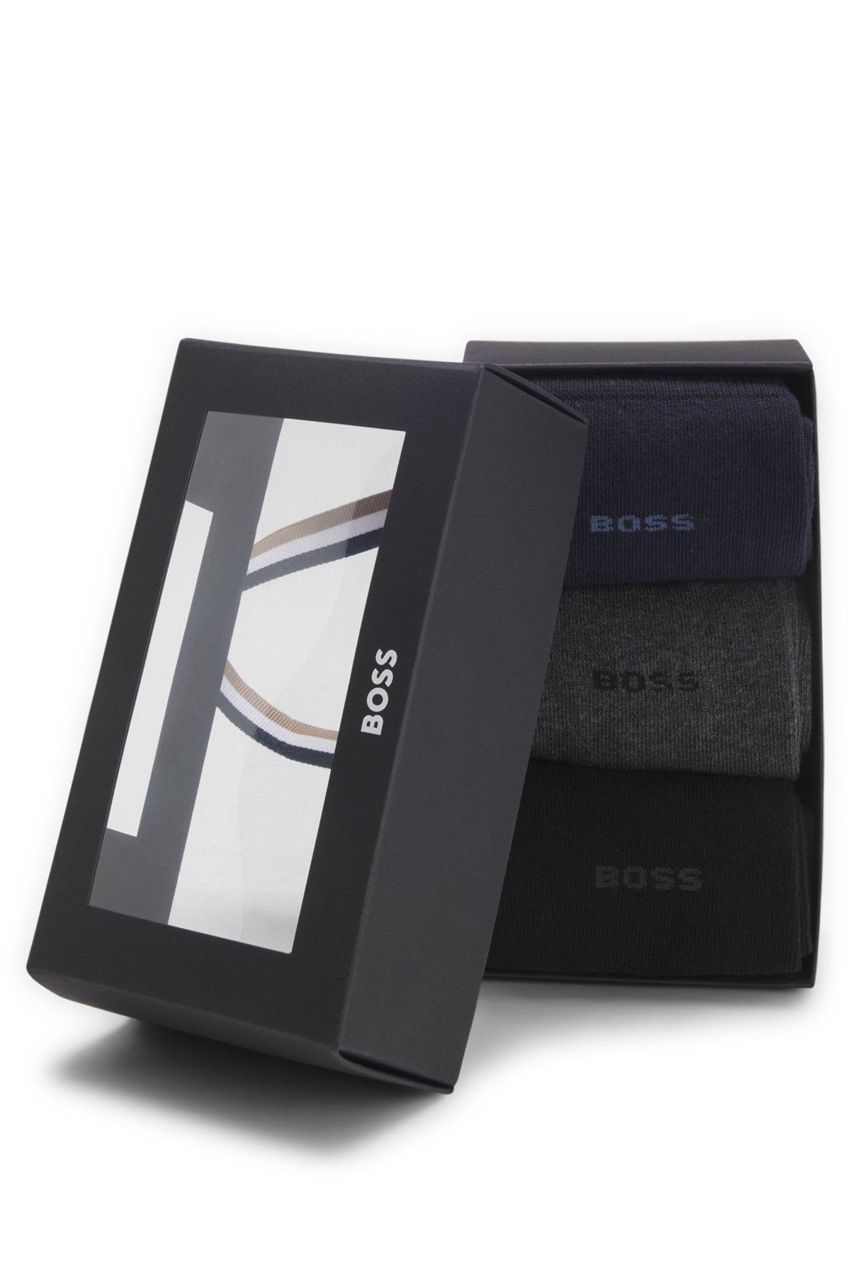 Three-pack of regular-length socks with logos Product Image