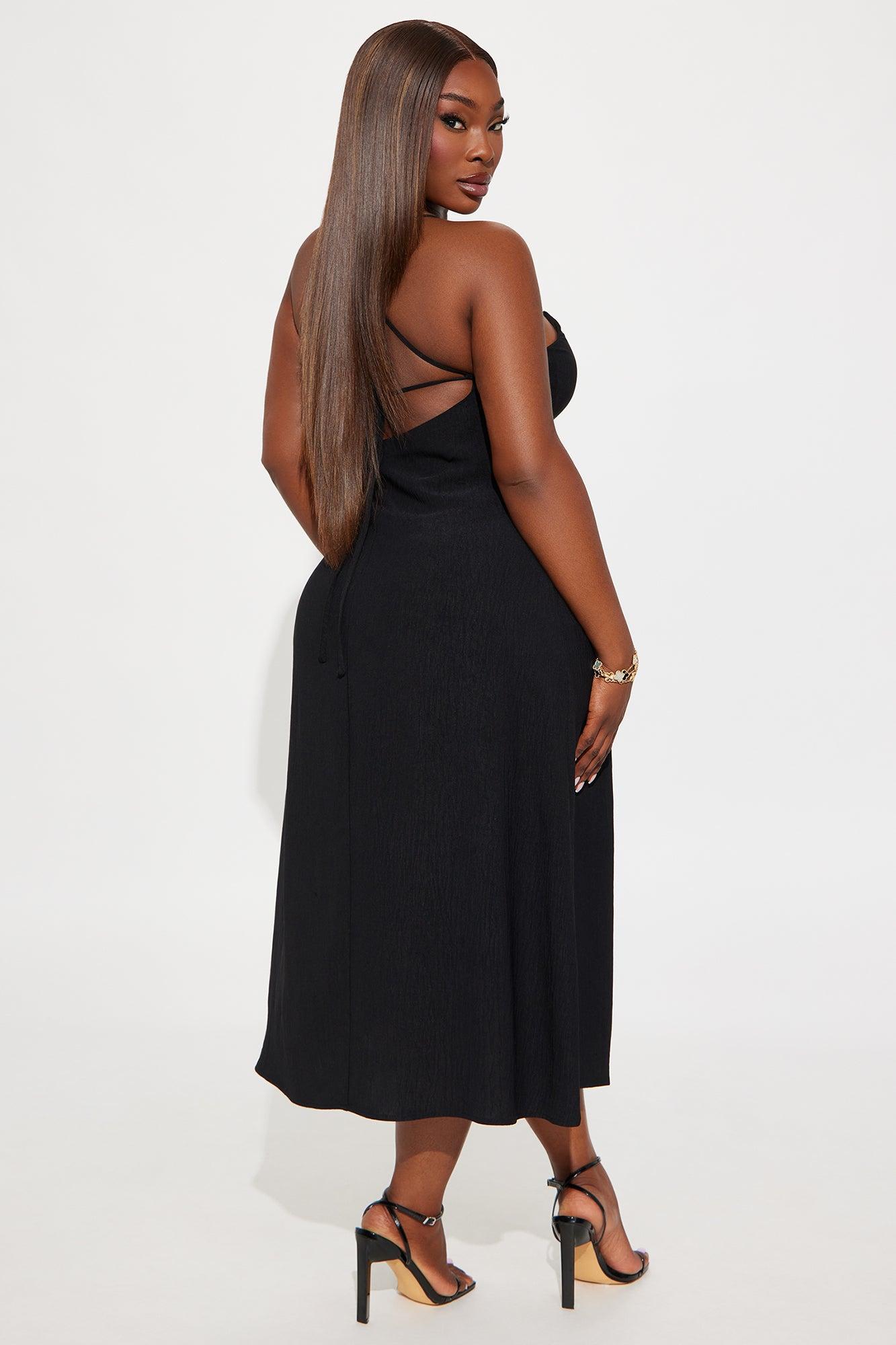 Miranda V Neck Midi Dress - Black Product Image