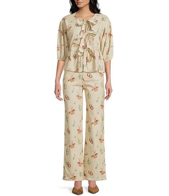 Bailey Rose Coordinating Western Horse Print Wide Leg Jeans Product Image