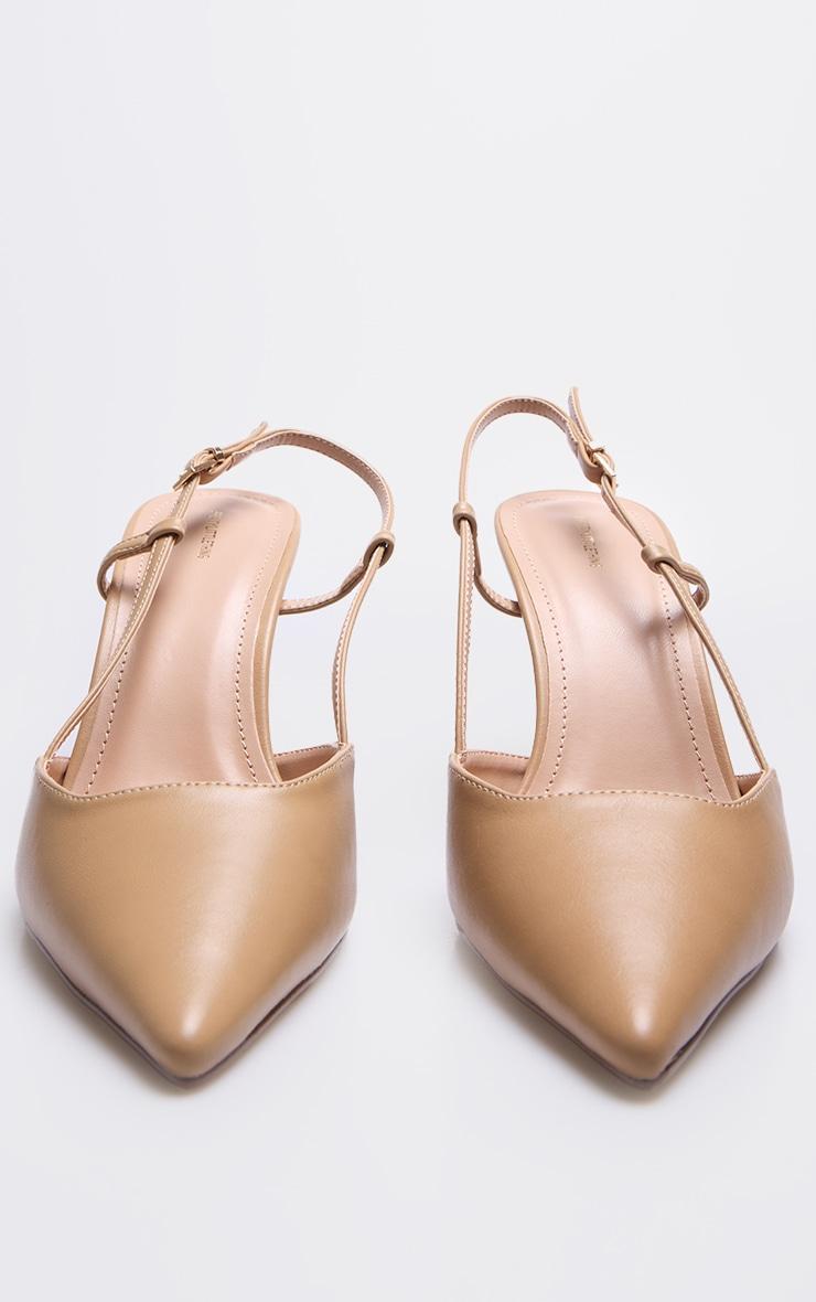 Wide Fit Camel PU Point Toe Court Heels Product Image