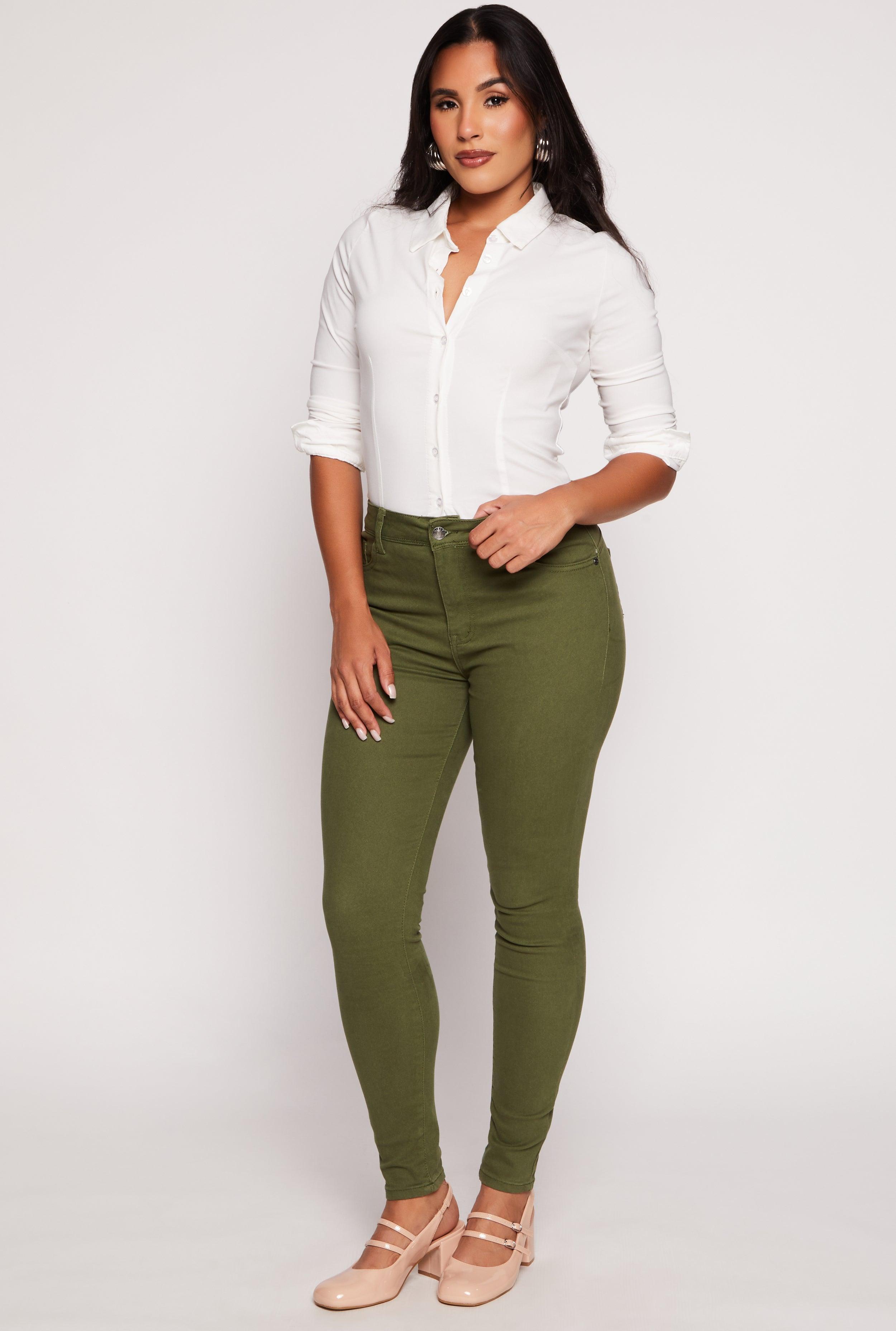 Womens Twill High Waisted Skinny Leg Pants Product Image