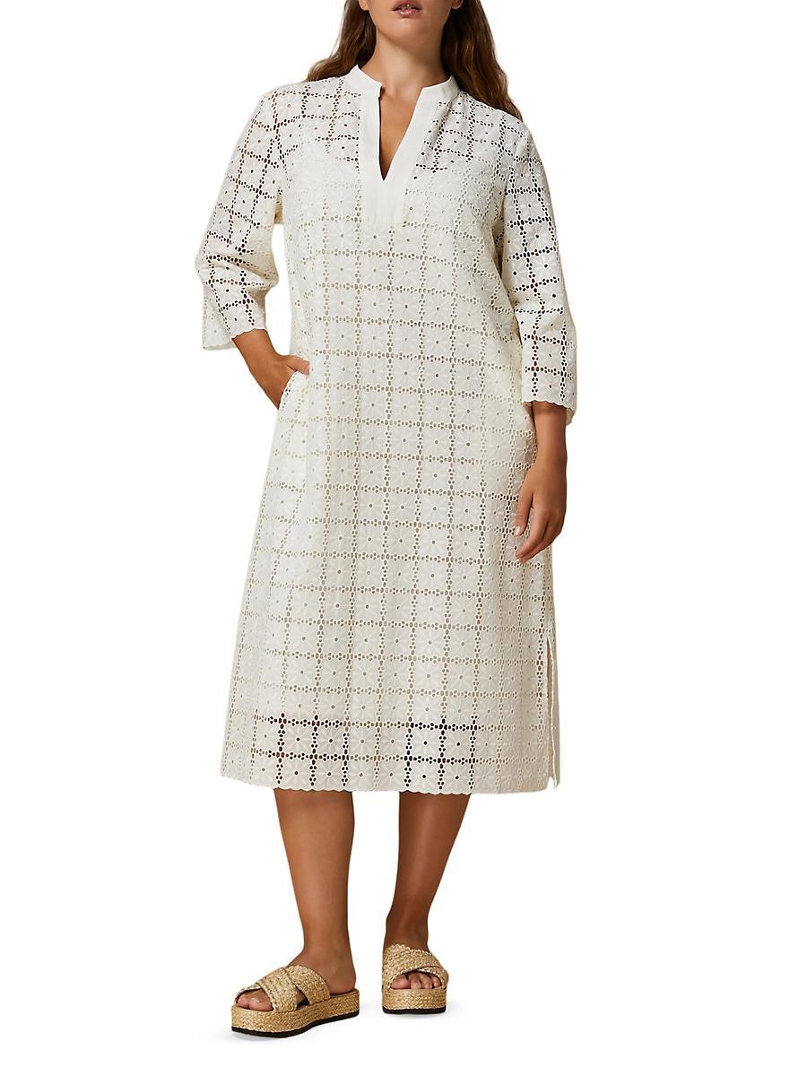 Womens Plus Size Peana Broderie Cotton Midi-Dress Product Image
