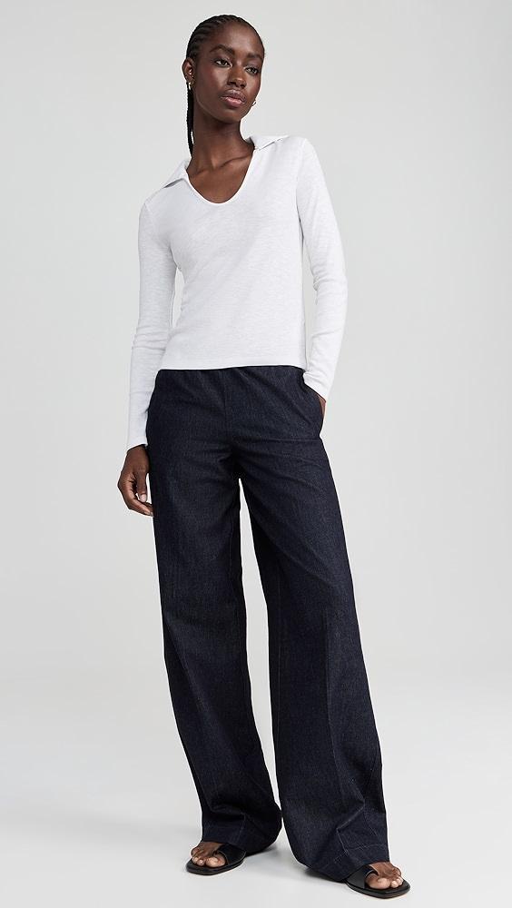 Vince Long Sleeve Open Neck Polo | Shopbop Product Image