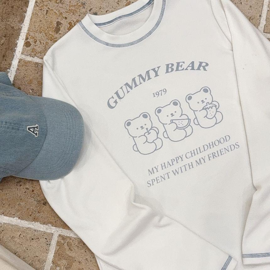 Long Sleeve Round Neck Gummy Bear Print Top Product Image