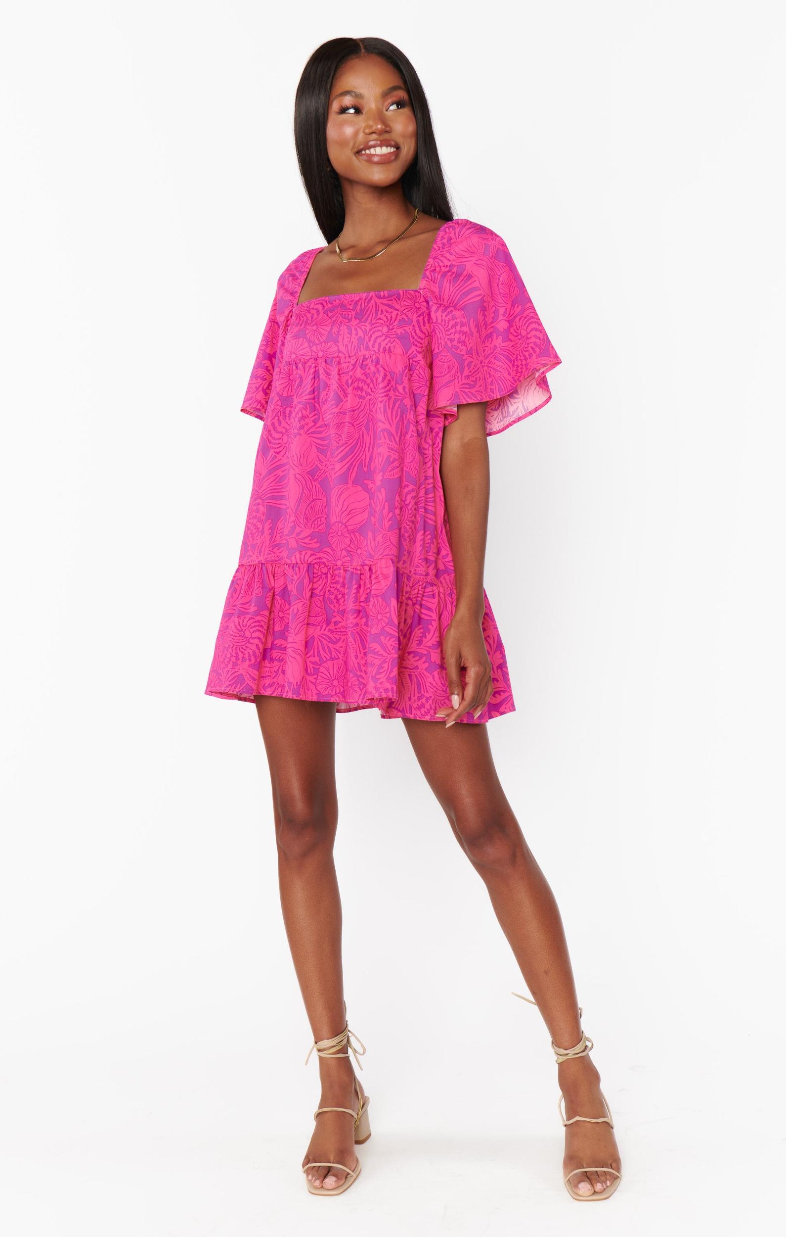 Erin Mini Dress ~ Pink Shells Poplin Product Image