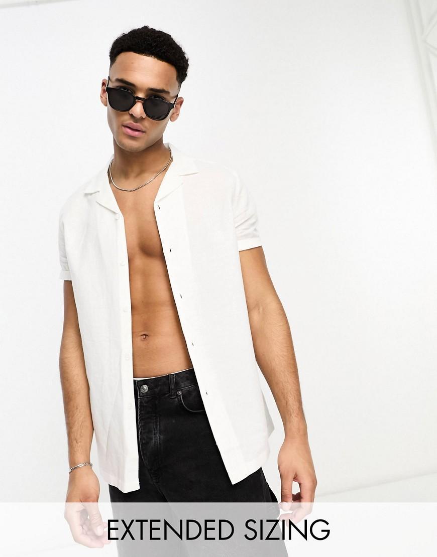 ASOS DESIGN regular linen revere shirt with roll sleeves Product Image