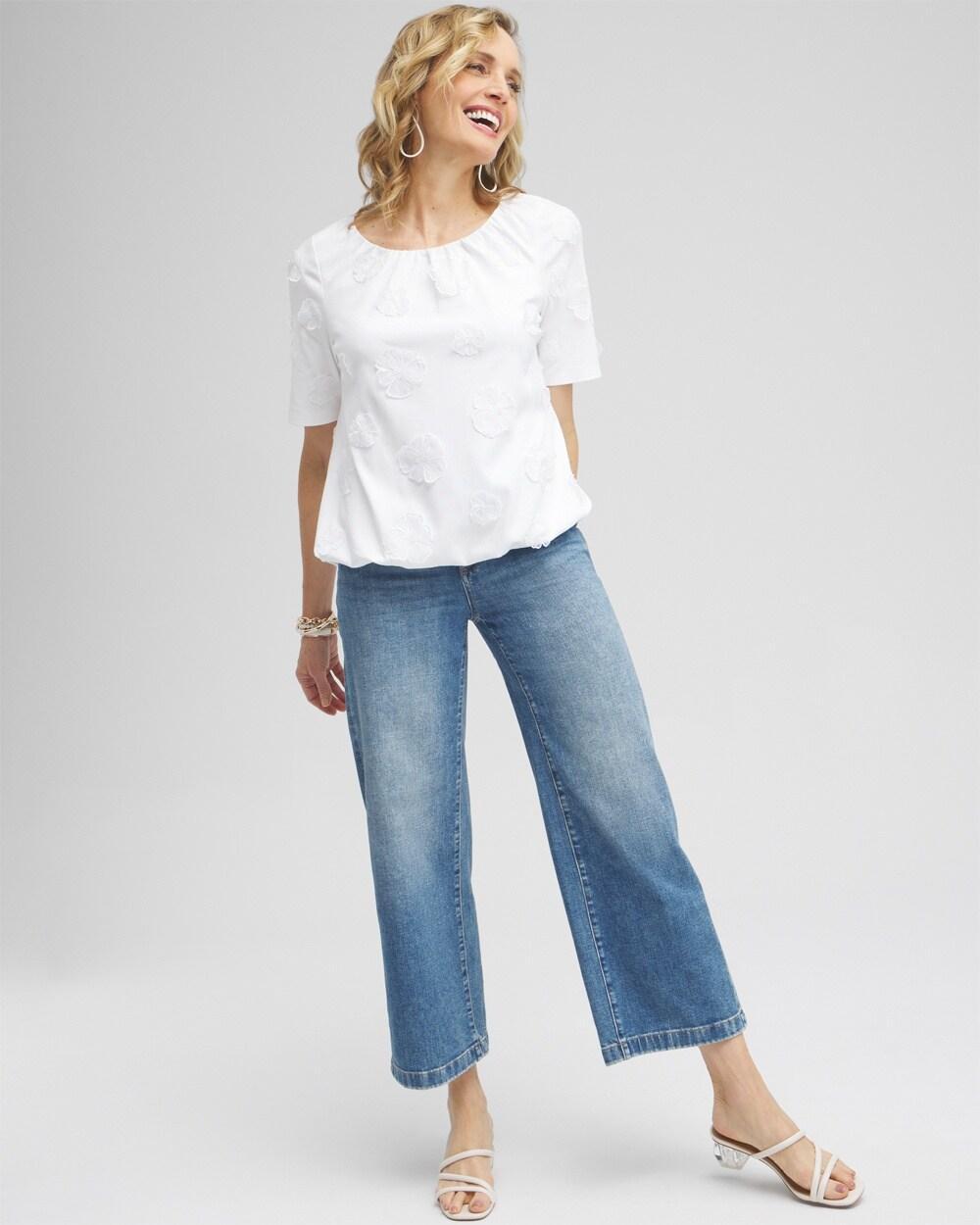 3D Applique Bubble Hem Top Product Image