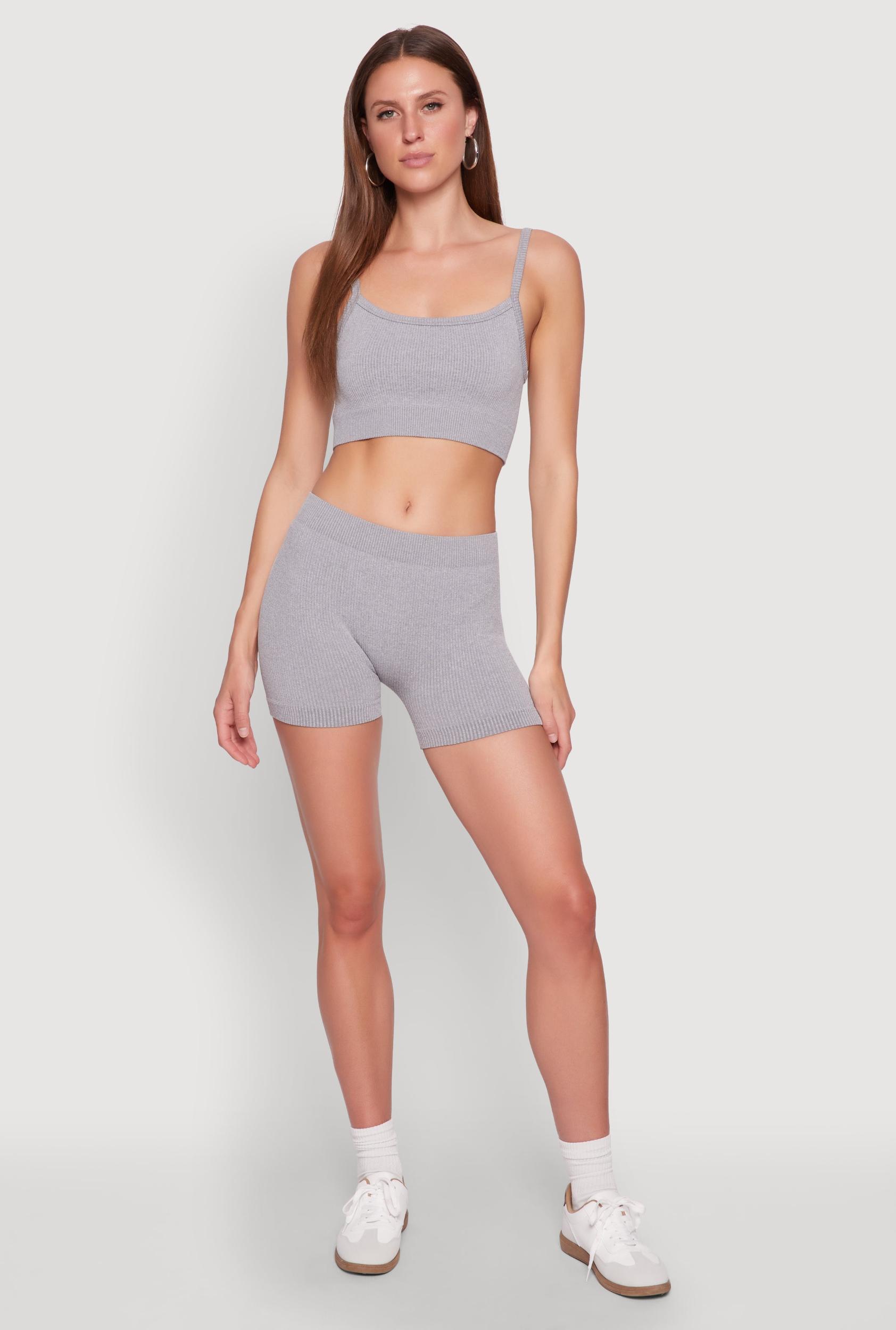 Womens Seamless Cropped Cami and Shorts Set Product Image
