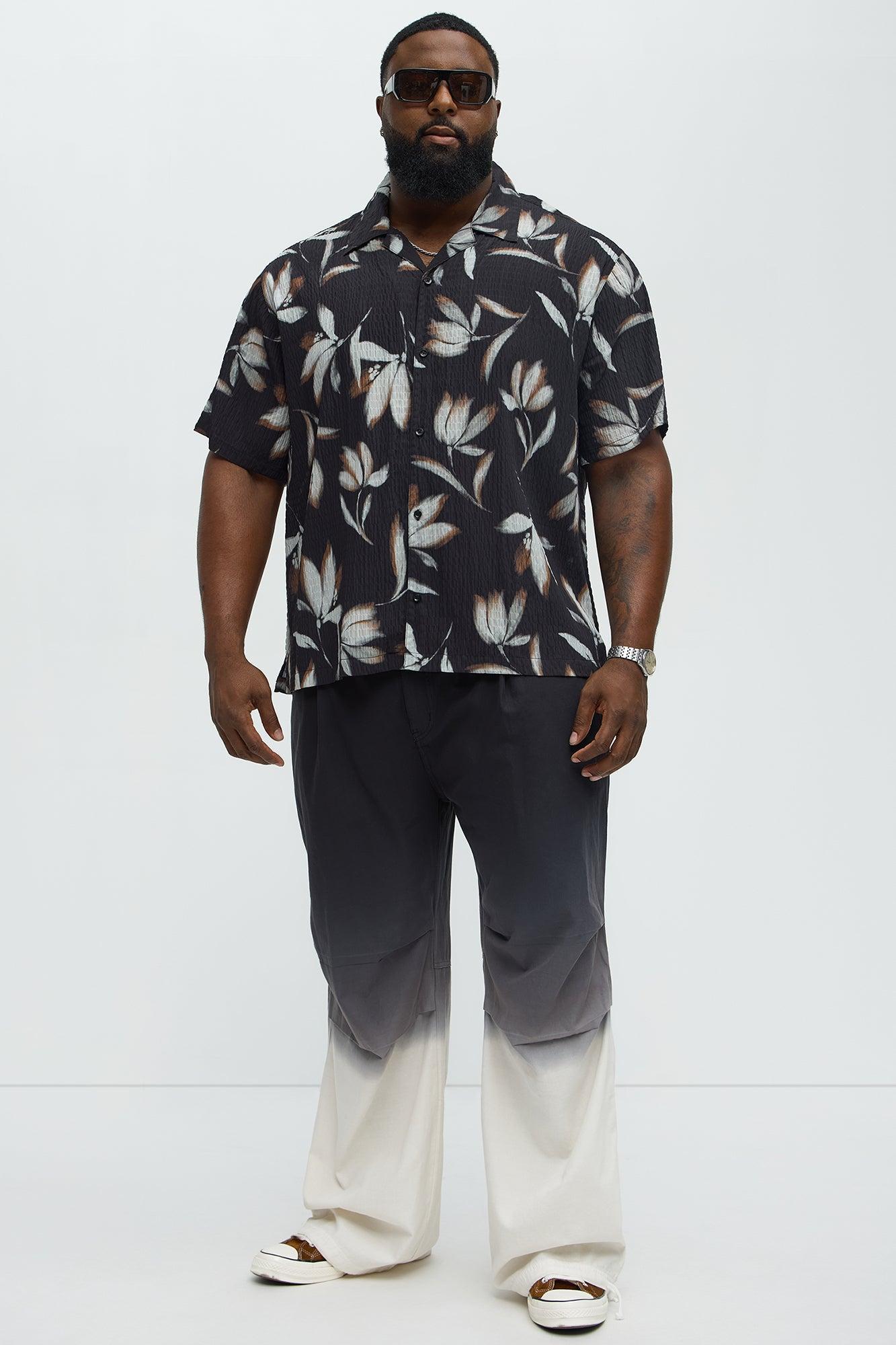White Flowers Button Up Shirt - Black/combo Product Image